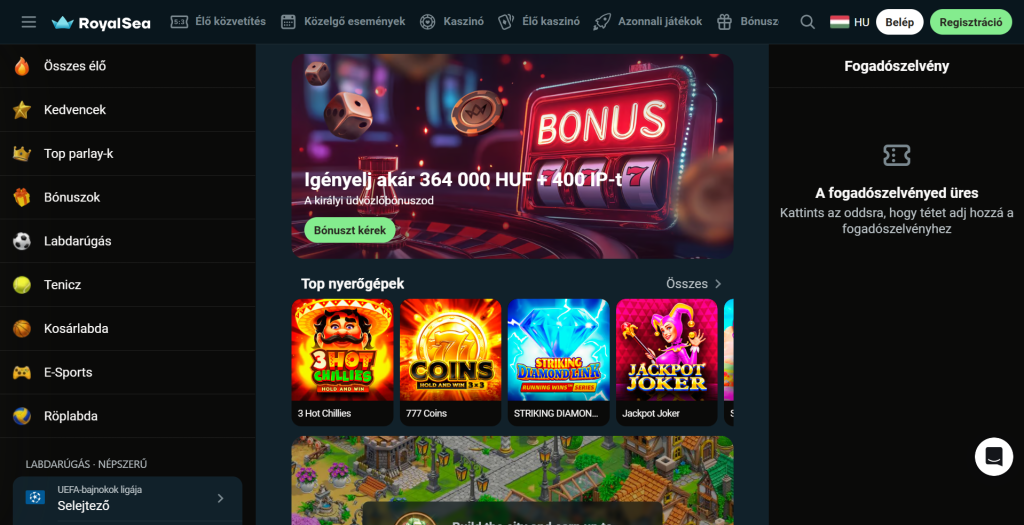 Royalsea casino homepage