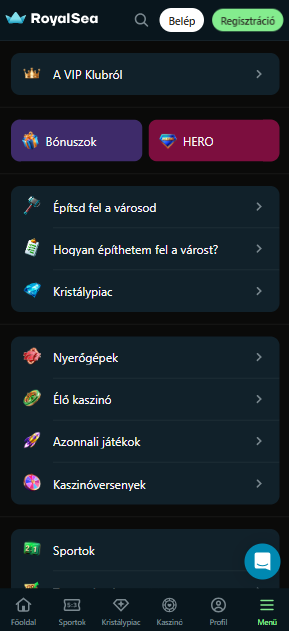 Royalsea mobile navigation